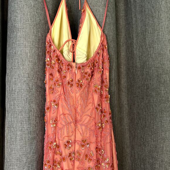 Cache Y2K Beaded Asymmetrical Silk Dress XXS with floral beading and sequins - Picture 7 of 9